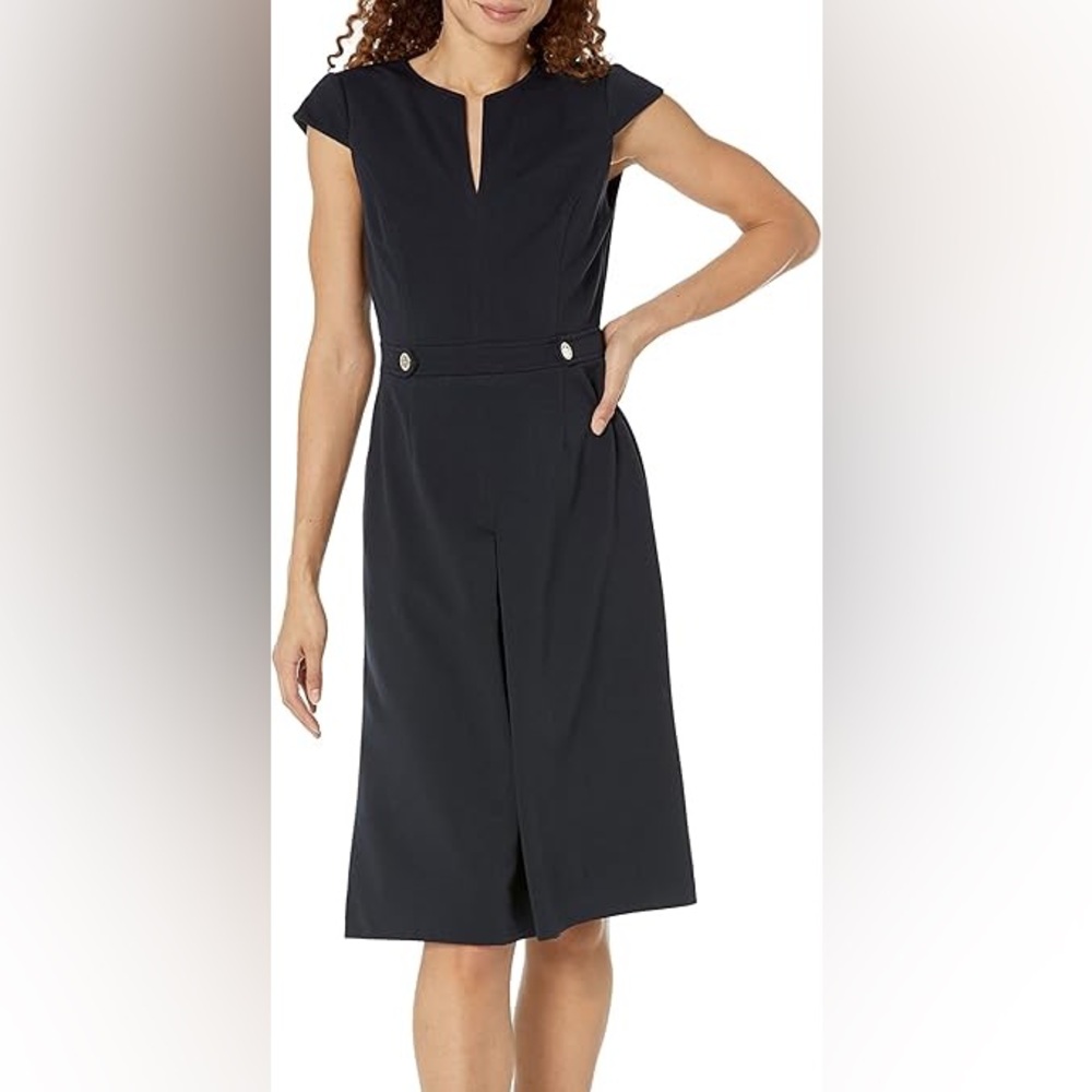 Tommy Hilfiger Scuba Cap Sleeve Dress - Navy